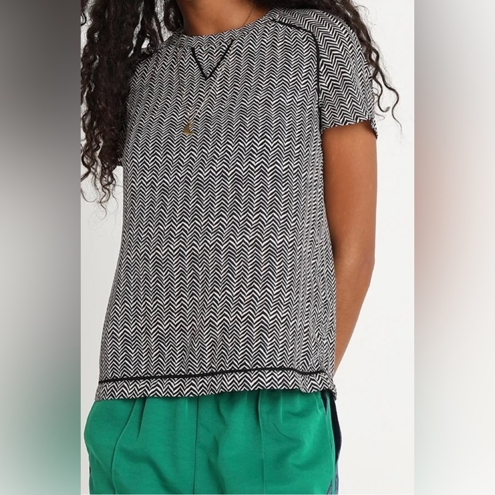 Scotch & Soda Short Sleeve Zig Zag Print Top in Size S